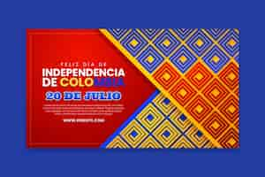 Vector gratuito plantilla de banner horizontal realista para la celebración del día de la independencia de colombia