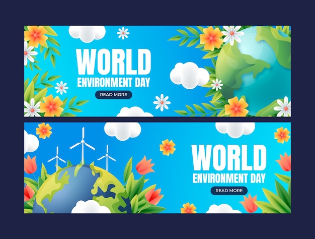 Vector gratuito plantilla de banner horizontal realista para la celebración del día mundial del medio ambiente