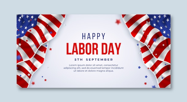 Vector gratuito plantilla de banner horizontal realista para la celebración del día del trabajo