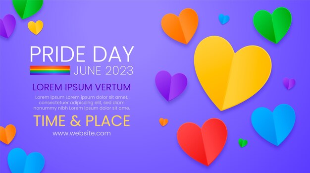 Plantilla de banner horizontal realista para la celebración del mes del orgullo