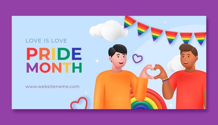 Vector gratuito plantilla de banner horizontal realista para la celebración del mes del orgullo