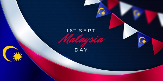 Vector gratuito plantilla de banner horizontal realista del día de malasia