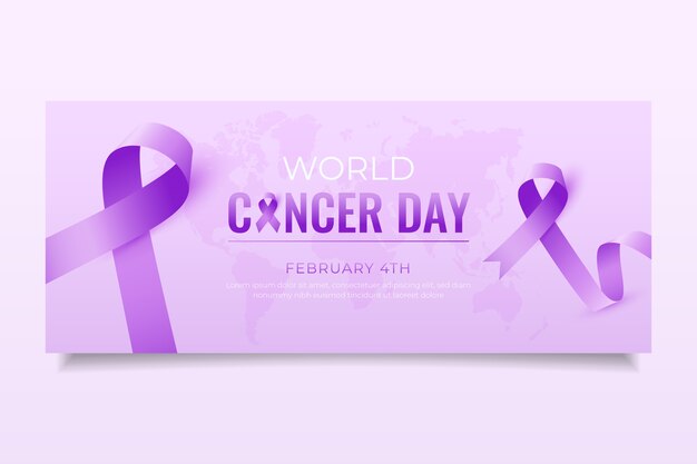 Plantilla de banner horizontal realista del día mundial del cáncer