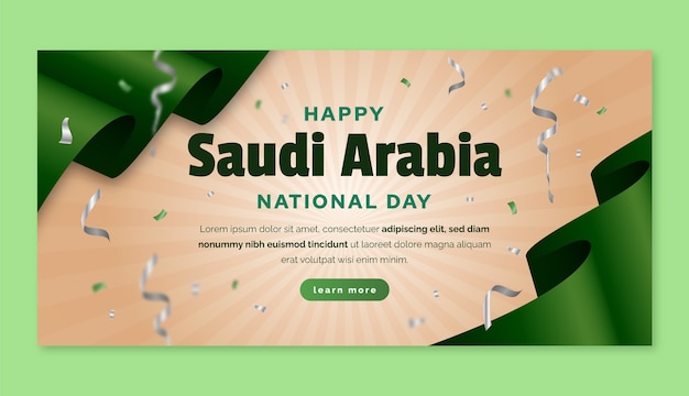 Vector gratuito plantilla de banner horizontal realista del día nacional saudí