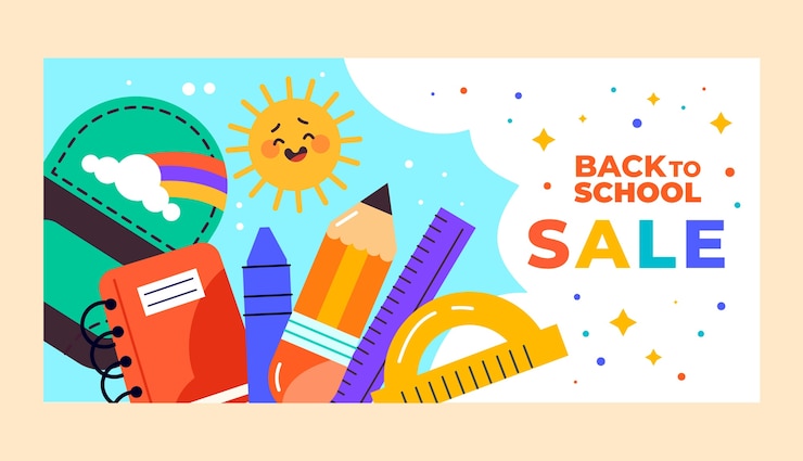 Vector gratuito plantilla de banner horizontal de regreso a la escuela plana