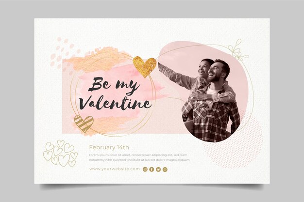 Vector gratuito plantilla de banner horizontal de san valentín con foto