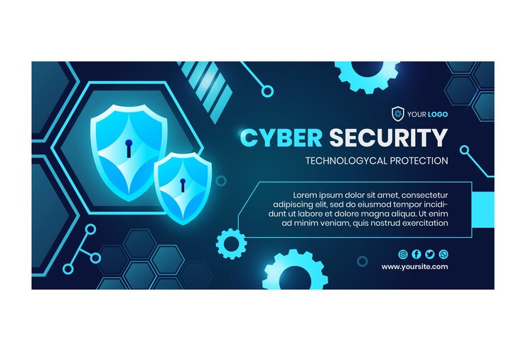 Vector gratuito plantilla de banner horizontal de seguridad cibernética