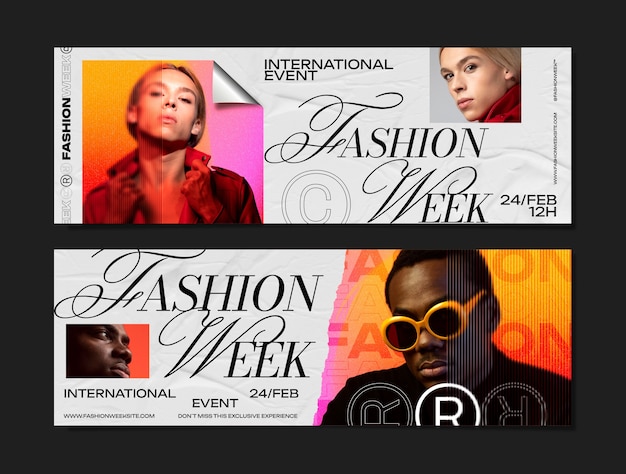 plantilla de banner horizontal de la semana de la moda