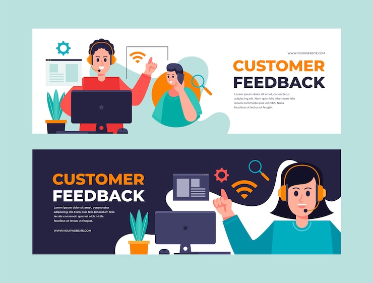 Vector gratuito plantilla de banner horizontal de semana de servicio al cliente plano
