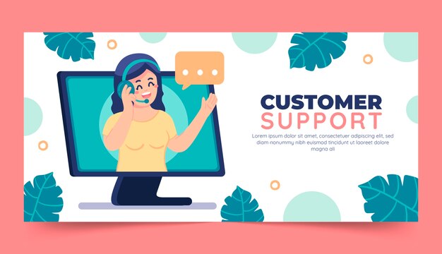 Plantilla de banner horizontal de semana de servicio al cliente plano