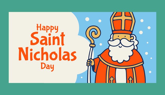 Plantilla de banner horizontal de sinterklaas dibujado a mano