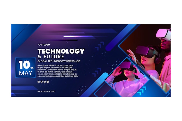 Plantilla de banner horizontal de tecnología
