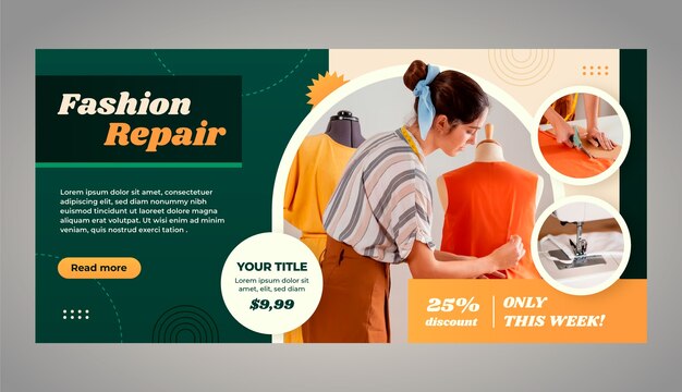 Plantilla de banner horizontal para tienda de moda de segunda mano