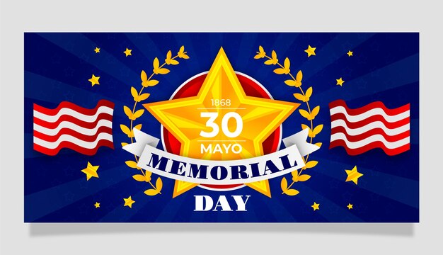 Plantilla de banner horizontal de venta de día conmemorativo degradado