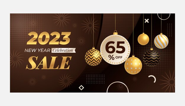 Plantilla de banner horizontal de venta de fin de año degradado