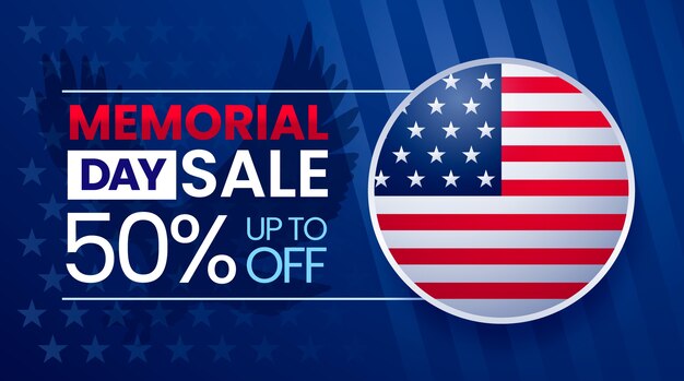 Plantilla de banner horizontal de venta de memorial day realista