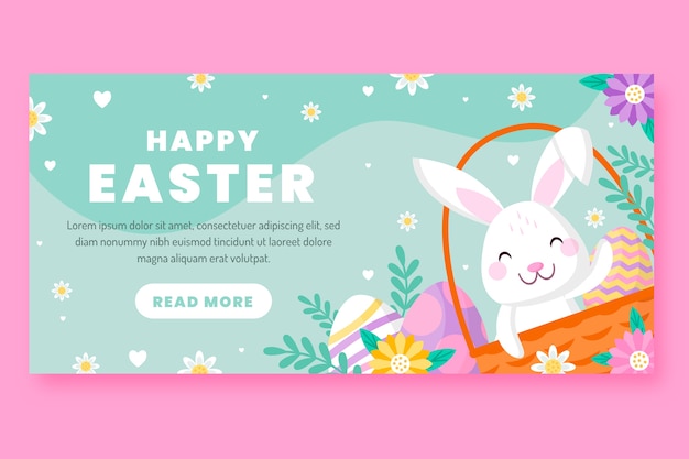 Vector gratuito plantilla de banner horizontal de venta de pascua plana