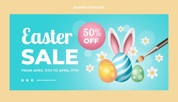 Vector gratuito plantilla de banner horizontal de venta de pascua realista