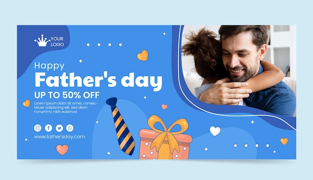 Plantilla de banner horizontal de venta plana del día del padre