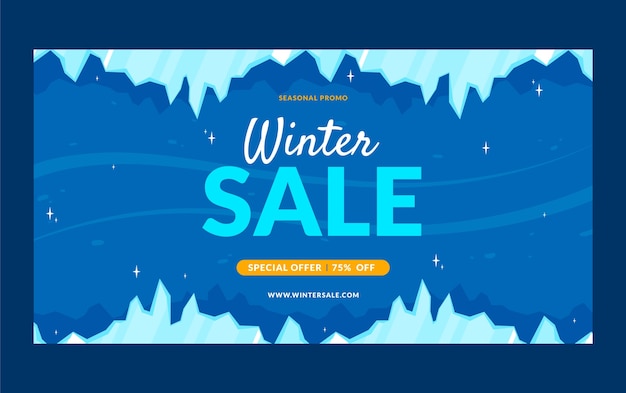 Plantilla de banner horizontal de venta de temporada de invierno