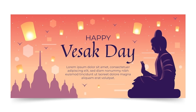 Plantilla de banner horizontal vesak degradado