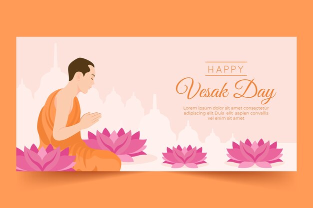 Plantilla de banner horizontal vesak plana