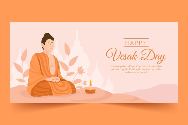 Plantilla de banner horizontal vesak plana