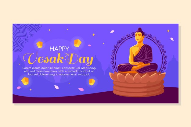 Plantilla de banner horizontal vesak plano