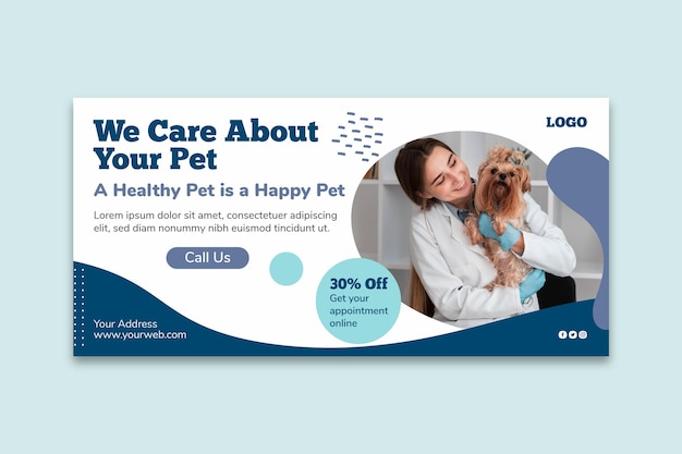 Plantilla de banner horizontal veterinario