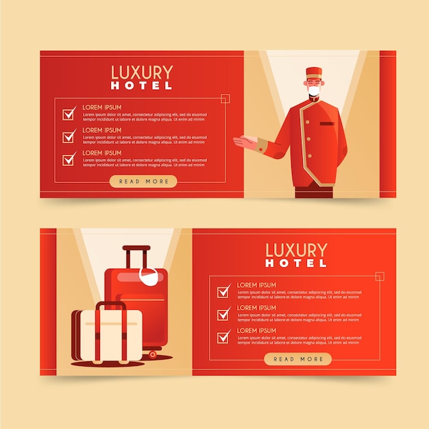 Vector gratuito plantilla de banner de hotel plano