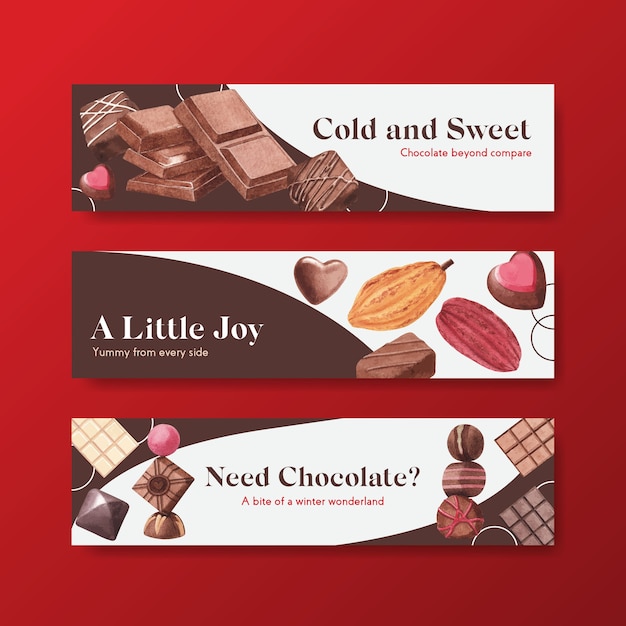 Plantilla de banner con invierno chocolate