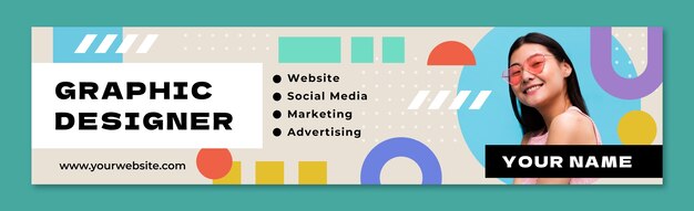 Plantilla de banner de linkedin de diseñador gráfico