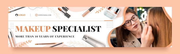 Plantilla de banner de linkedin de maquillador realista