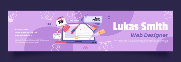 Plantilla de banner de linkedin plano para diseñador web