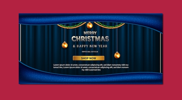 Plantilla de banner de lujo promoción de feliz navidad oferta especial de venta