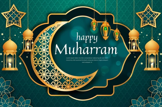 Plantilla de banner de muharram realista