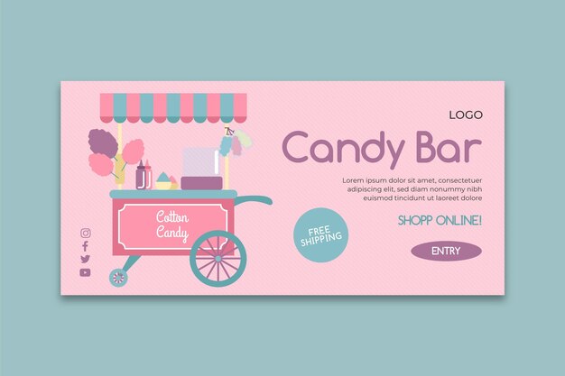 Plantilla de banner de negocios de barra de caramelo rosa