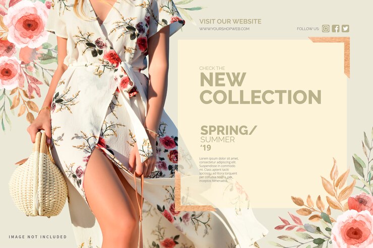 Vector gratuito plantilla de banner de nueva colección floral