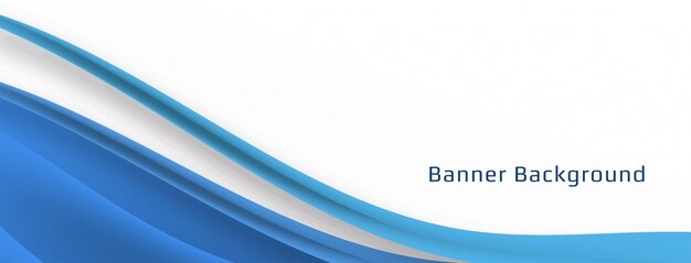 Plantilla de banner de onda azul con estilo moderno