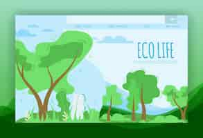 Vector gratuito plantilla de banner plana de vida eco letras para la página de aterrizaje