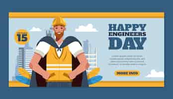 Vector gratuito plantilla de banner plano para celebración del día de los ingenieros