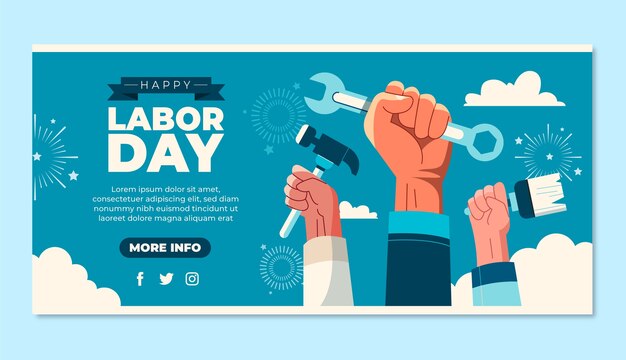Plantilla de banner plano para celebración del día del trabajo