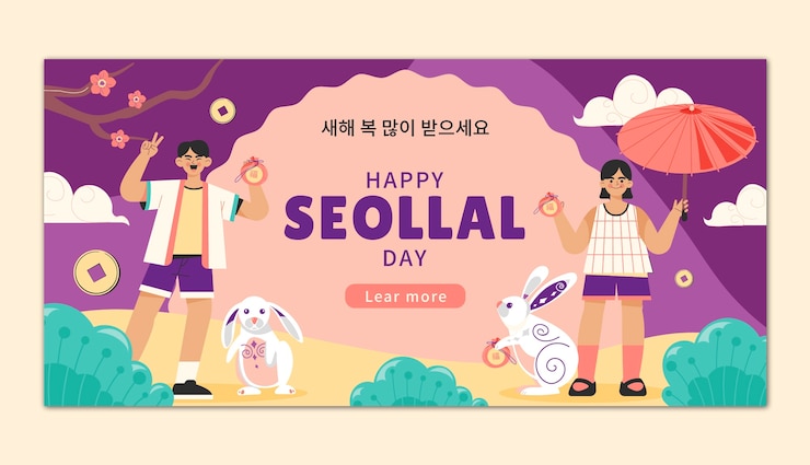Vector gratuito plantilla de banner plano para la celebración del festival seollal