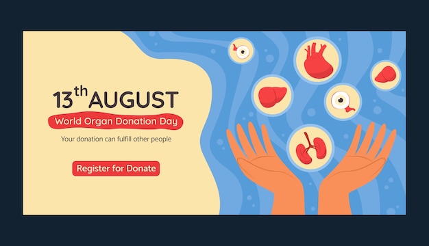 Plantilla de banner plano para el día mundial de la donación de órganos