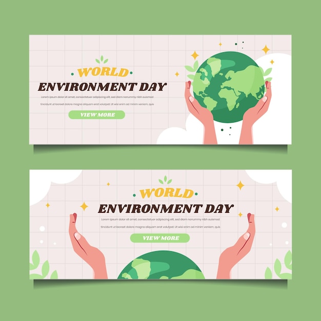 Plantilla de banner plano del día mundial del medio ambiente