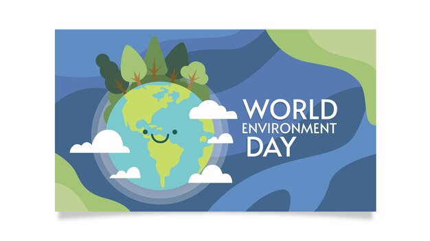 Plantilla de banner plano del día mundial del medio ambiente