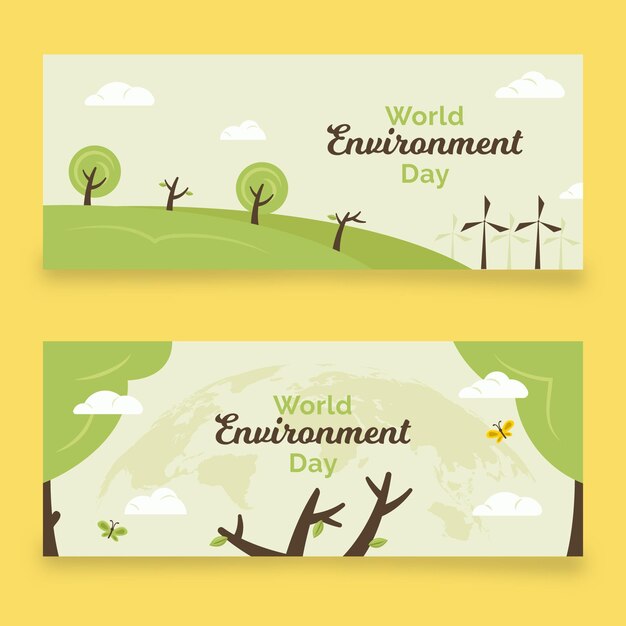 Plantilla de banner plano del día mundial del medio ambiente