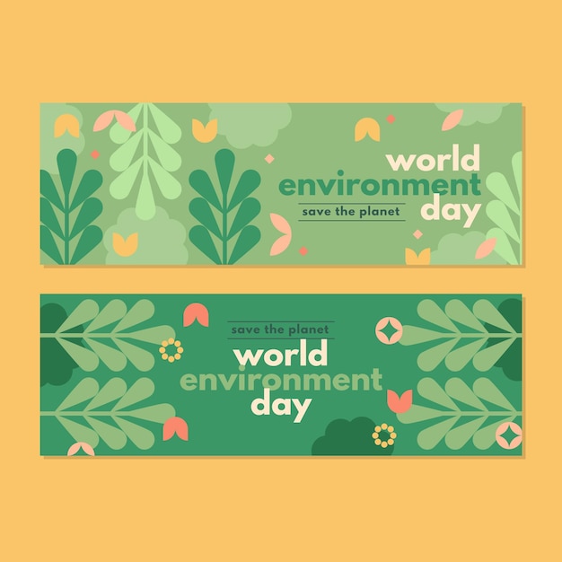 Vector gratuito plantilla de banner plano del día mundial del medio ambiente