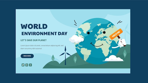 Plantilla de banner plano del día mundial del medio ambiente