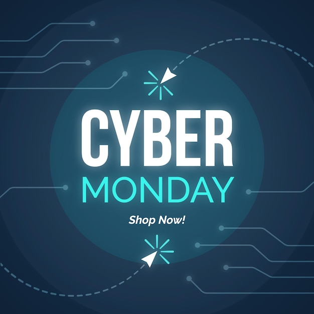 Plantilla de banner de promoción de diseño plano cyber monday